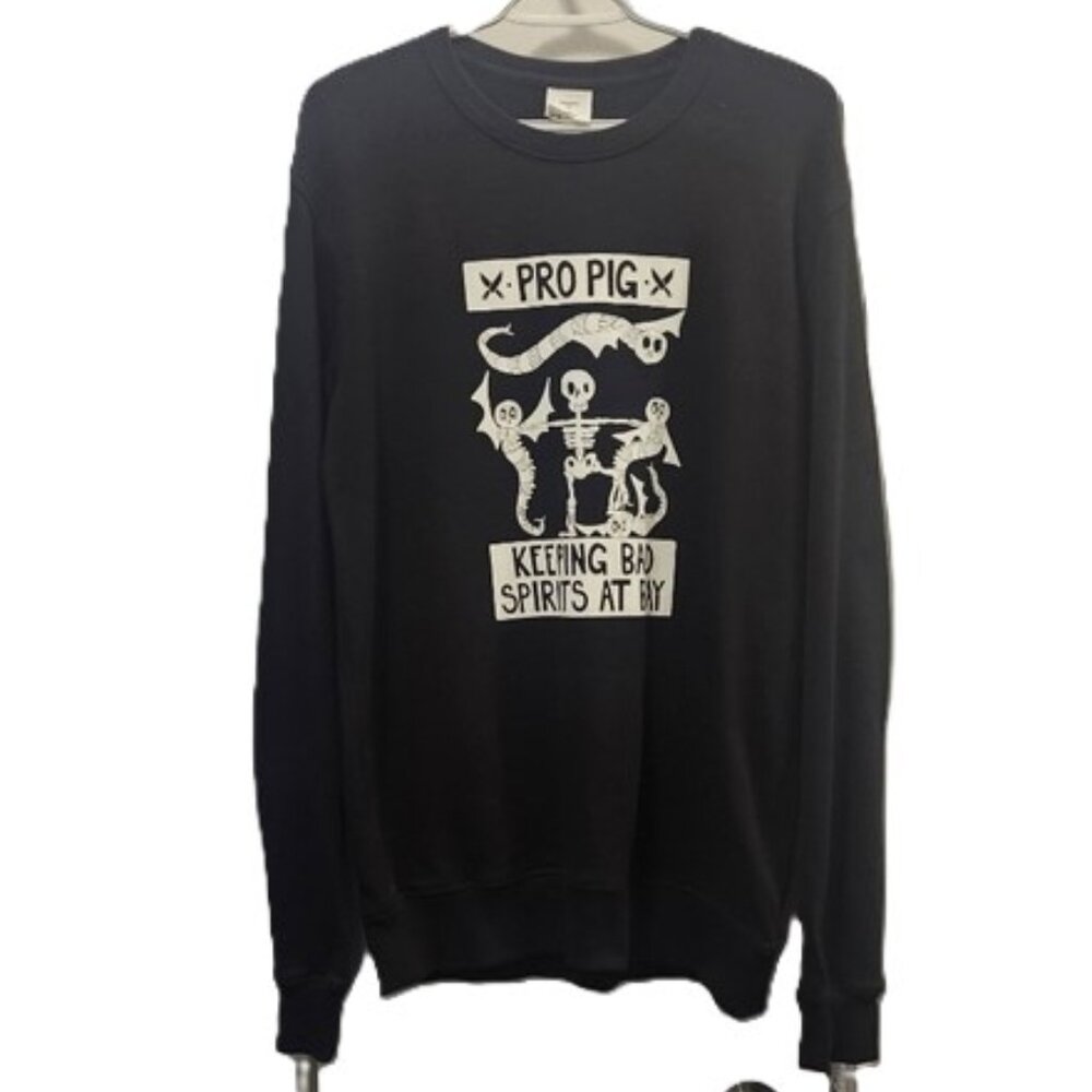 Black Skeleton Graphic Sweatshirt  size M PRO PIG Print
